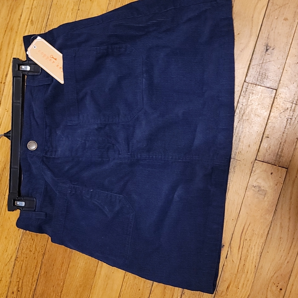 NWT Copper key navy corduroy skirt large